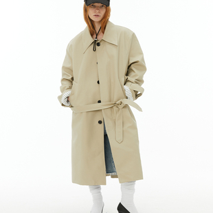 风衣 廓形垫肩卡其长款 Rockrio Rarelicold