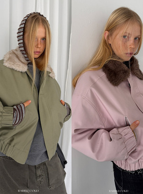 Rockrio Rarelicold 毛毛翻领短夹克保暖棉服外套