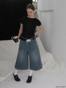 水洗牛仔阔腿七分裤 Rockrio Rarelicold