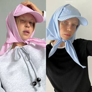 Rockrio 条纹系带丝巾帽 Rarelicold