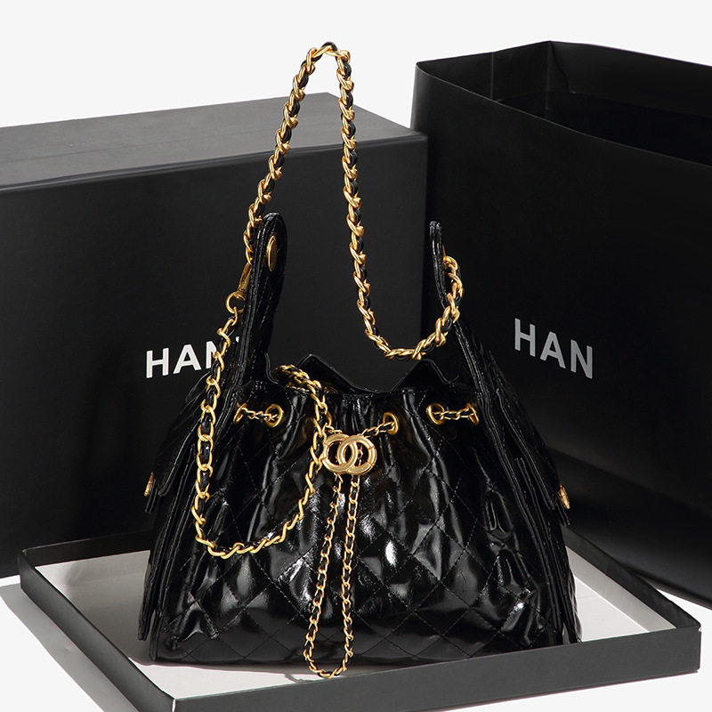 小香风菱格链条抽绳水桶包2025新款时尚腋下托特包单肩女士包包,箱包皮具/热销女包/男包,通用款女包,淘宝优惠券,粉丝福利购,淘宝优惠卷