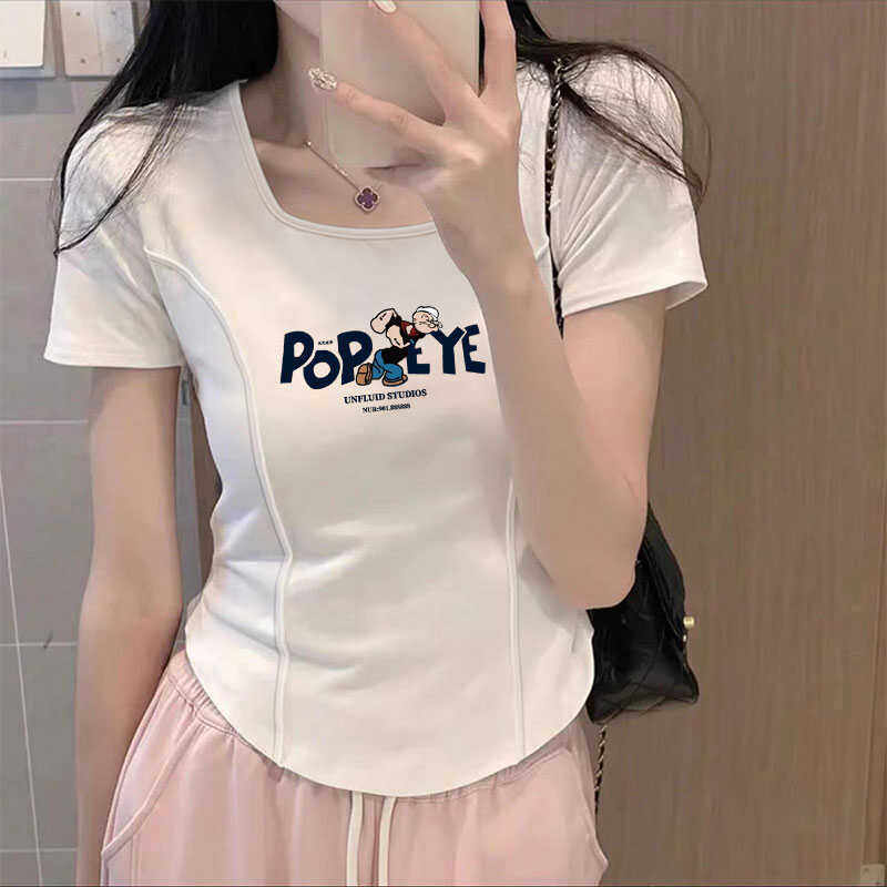 纯欲风正肩掐腰不规则鱼骨短袖t恤女夏季小个子显高法式甜辣上衣,女装/女士精品,T恤,淘宝优惠券,粉丝福利购,淘宝优惠卷