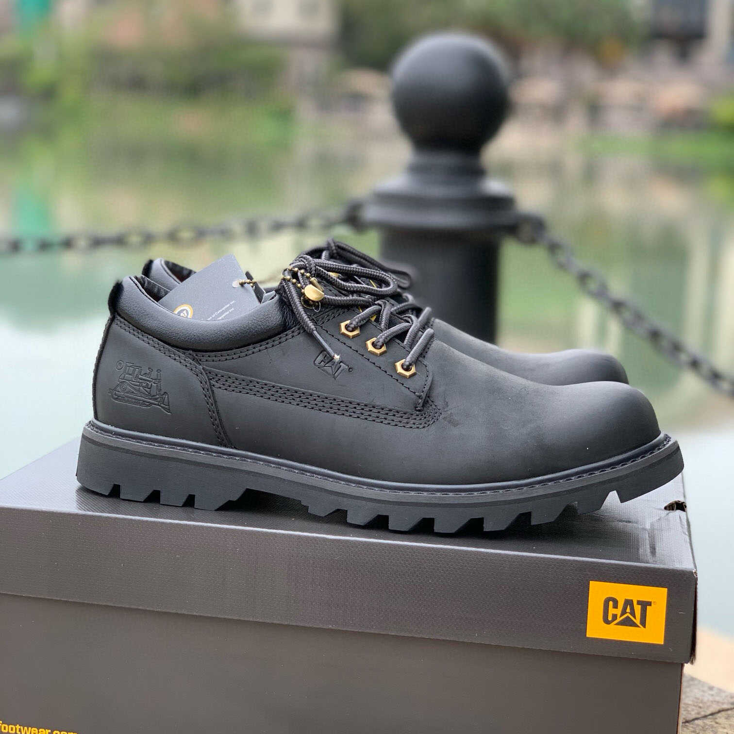 外贸原单低帮男鞋头层牛皮圆头系带户外休闲工装鞋耐磨透气皮鞋男