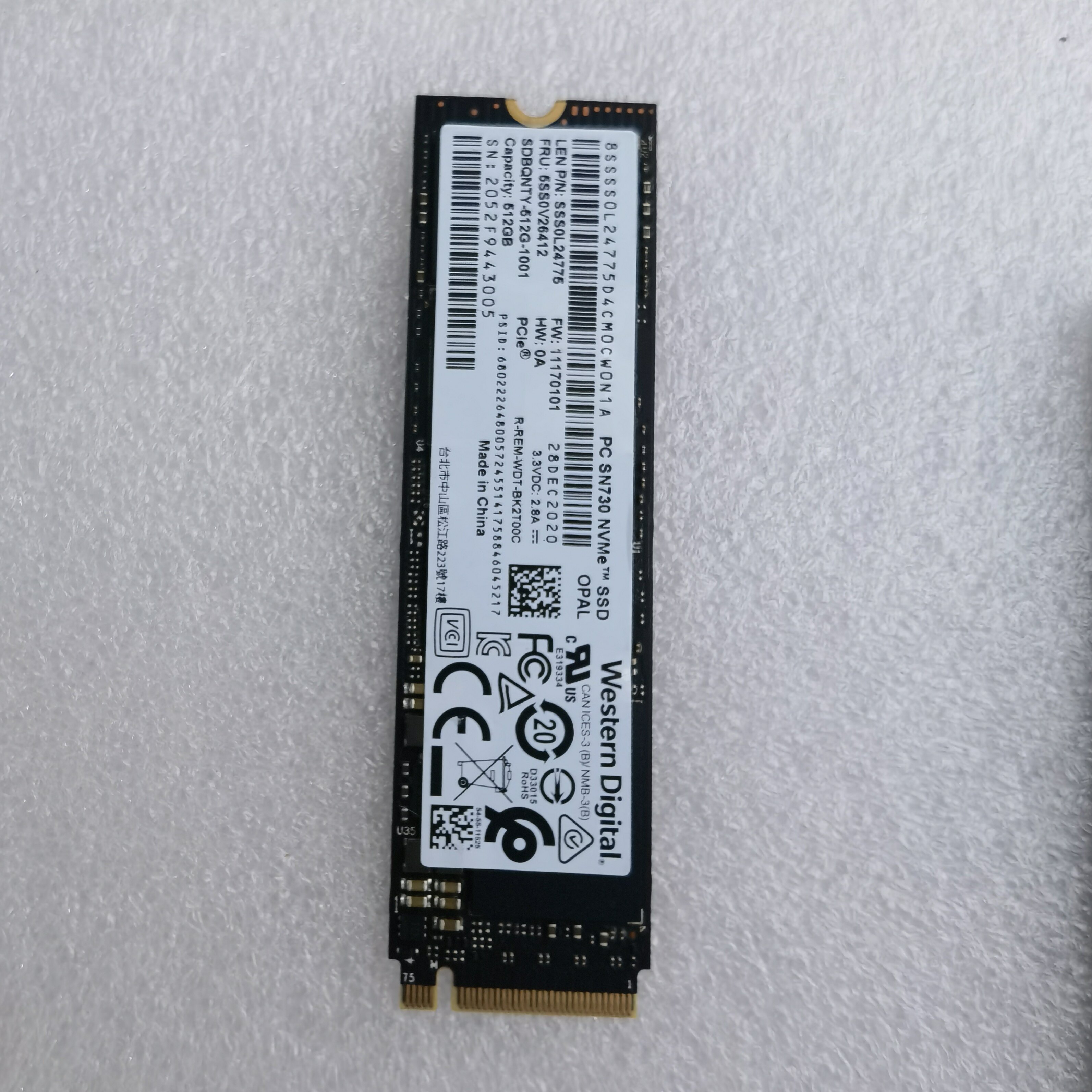 原装拆机WD/西数SN730 512GB M.2 NVME PCIE3.0固态硬盘健康95%+