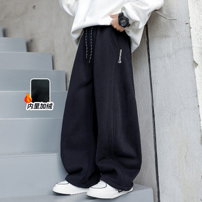 男童加绒弯刀裤一体加厚运动裤潮