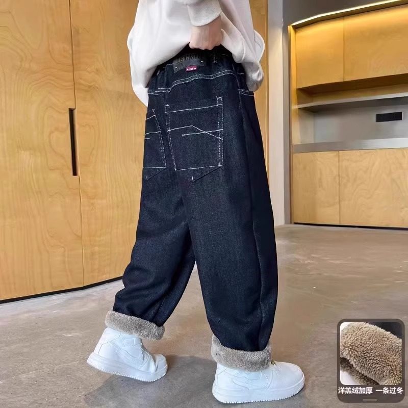 男童加绒牛仔裤2025冬季新款中大儿童痞帅巨厚羊羔绒一条过冬裤子,童装/婴儿装/亲子装,儿童牛仔裤,淘宝优惠券,粉丝福利购,淘宝优惠卷
