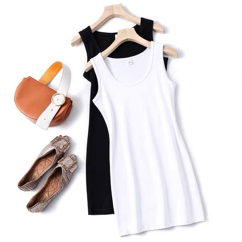 中长款吊带背心女内搭叠穿打底修身显瘦外穿百搭无袖t恤春夏白色