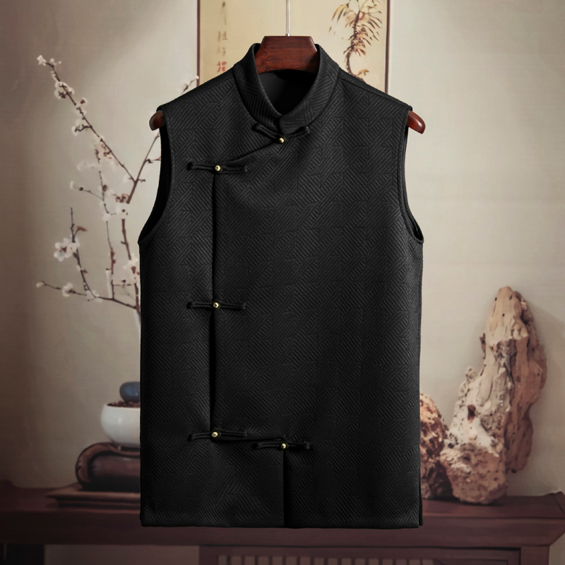 由天男装中国风斜襟马甲