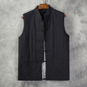 坎肩冬装 由天 中国风唐装 马甲加棉保暖复古盘扣无袖 断码 传统男装