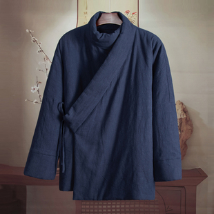 由天丨高领中国风棉衣复古风男装斜襟禅意棉麻中式棉服男冬装外套