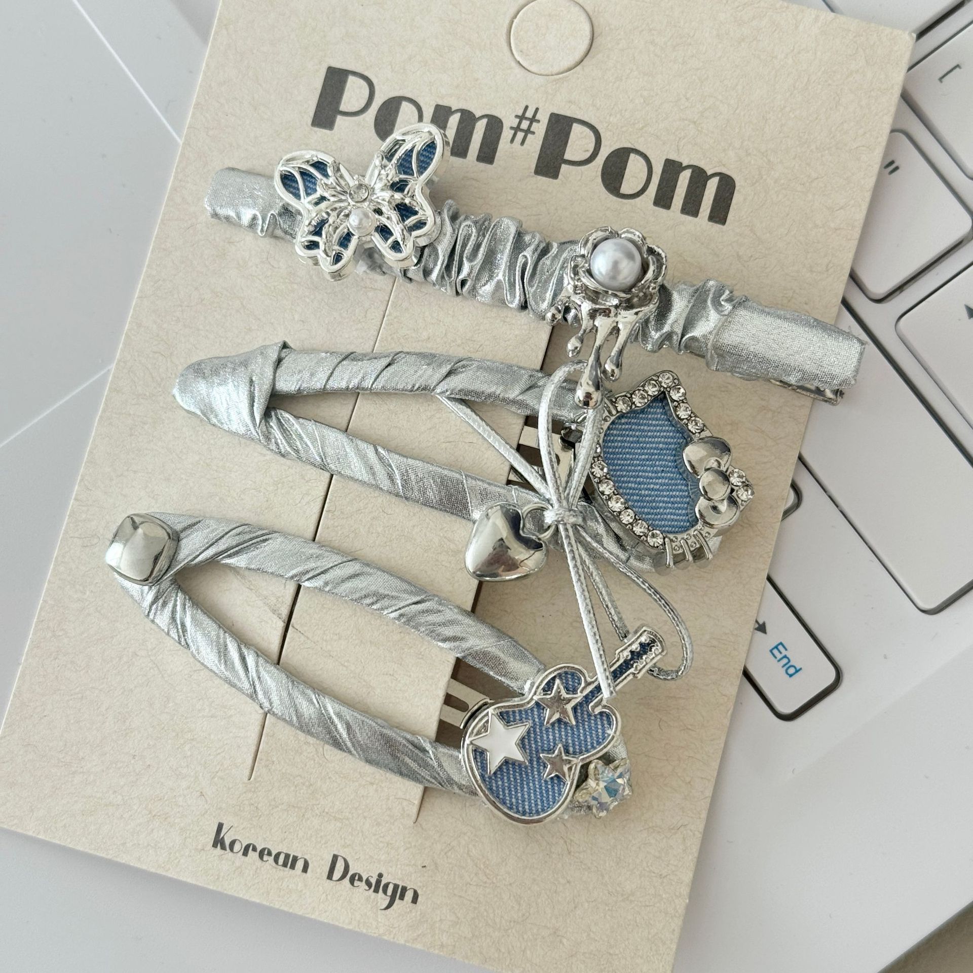 韩版不规则褶皱银色发夹高级感精致金属甜酷少女刘海侧边夹头饰发