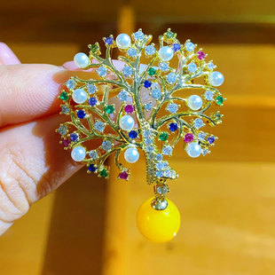 别针西装 百幸运发财树胸针小众时尚 轻奢个性 优雅胸花 大衣配 新款