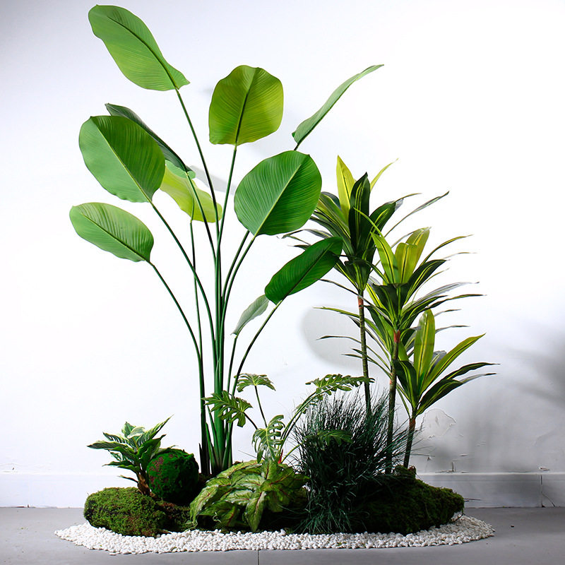 室内高仿真植物假绿植景观落地楼梯下造景美容院客厅橱窗装饰摆件