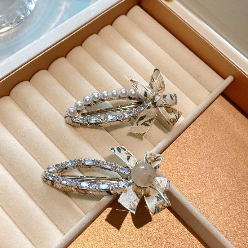 韩国发夹闪钻珍珠刘海夹高级感碎花一字夹小清新侧边夹碎发BB夹女