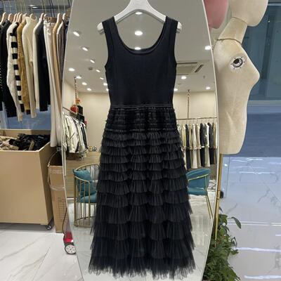 【5181人收藏】商场同款黑色气质收腰显瘦吊带裙内搭背心蛋糕连衣