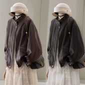 新款 2025棕色立领短款 PU皮外套女春季 欧洲站时髦洋气小个子上衣潮