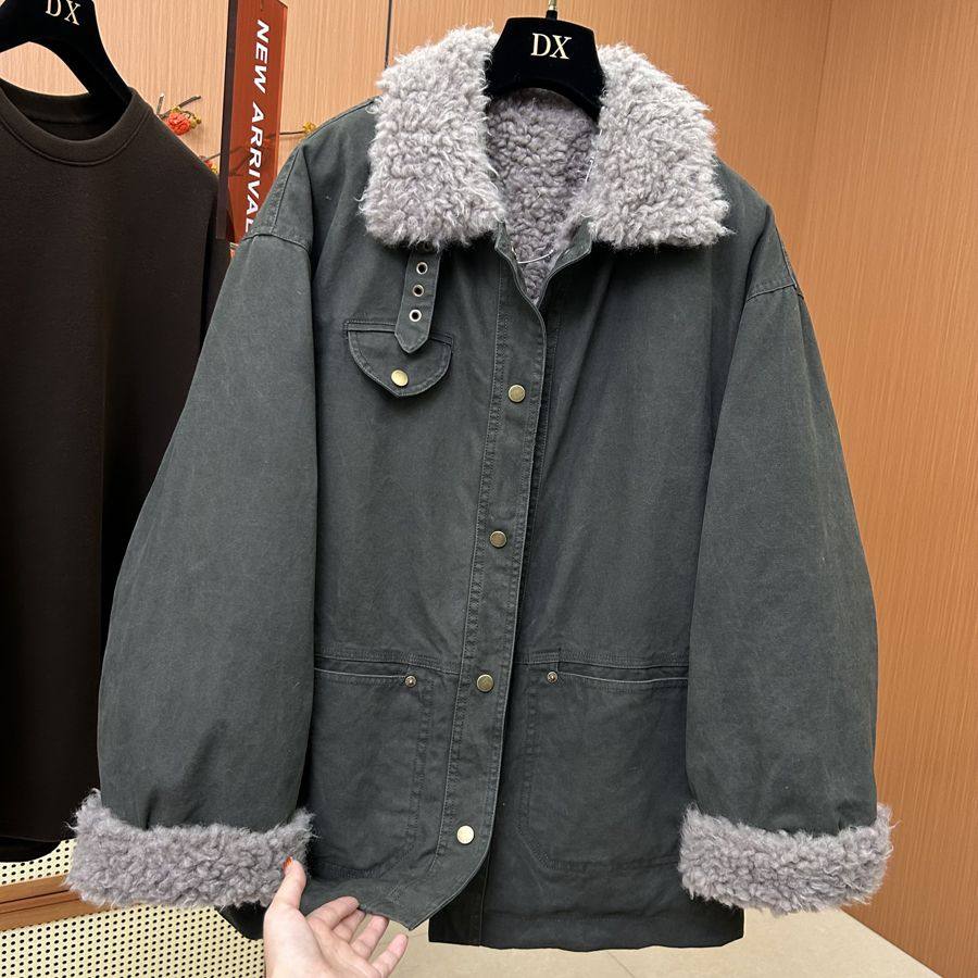 高端欧货冬季2025新款今年流行好看宽松大版羊羔毛内里派克服外套,女装/女士精品,棉衣/棉服,淘宝优惠券,粉丝福利购,淘宝优惠卷