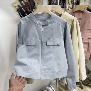 四季青2025春季新款圆领拉链宽松外套女短款百搭休闲小个子上衣潮