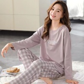 网红风可爱秋冬季 长袖 全棉外穿家居服 纯棉睡衣女春秋款 2025年新款