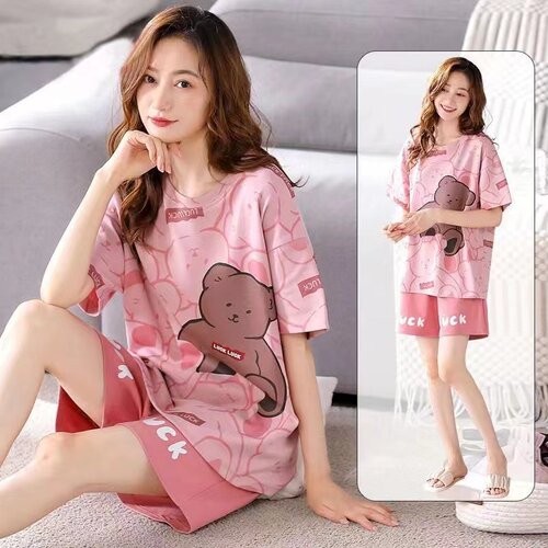 2025年新款睡衣女夏季纯棉短袖短裤薄款大码全棉可外穿家居服套装