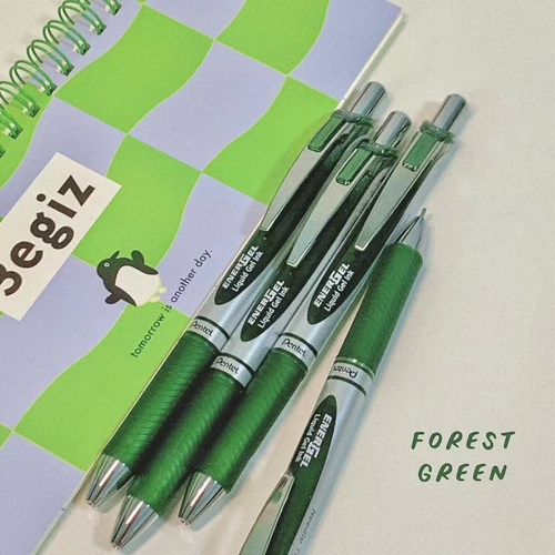 pentel派通速干治愈系森林绿水笔