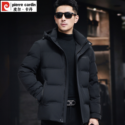皮尔卡丹休闲连帽冬季短羽绒服男