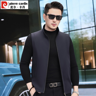 皮尔卡丹2026春秋季男士立领马甲外穿轻薄拉链背心商务休闲坎肩男