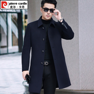 外套休闲翻领加厚毛呢子 双面羊绒呢大衣中长款 皮尔卡丹秋冬季 男士