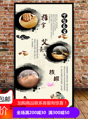 养生馆中医文化推拿美容院墙壁画