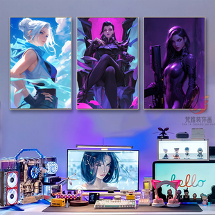 无畏契约Valorant瓦罗兰特装饰画Jett婕提蕾娜霓虹网咖电竞房挂画