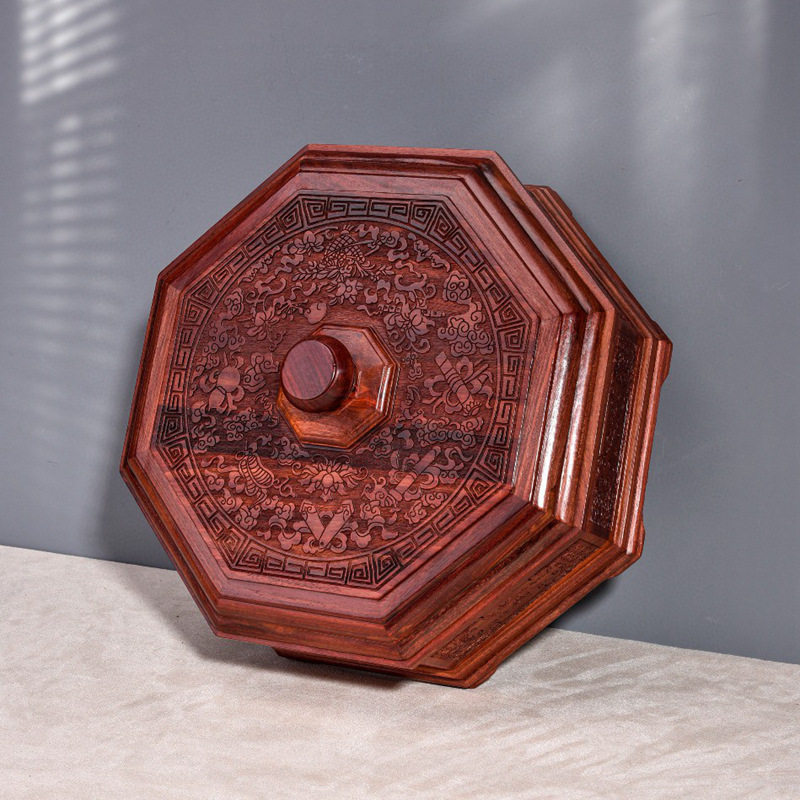 金匠大作檀雕花八宝平盖果盘红木瓜果零食盒五格点心盘家居工艺品,家居饰品,果盘/果篓,淘宝优惠券,粉丝福利购,淘宝优惠卷