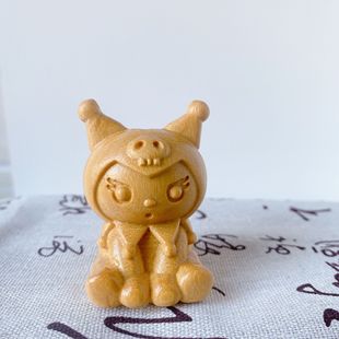金匠大作黄金檀木雕卡通库洛米实木雕刻手把件桌面摆件送礼品