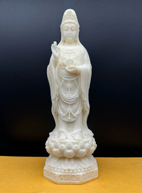 金匠大作牙果雕刻南海菩萨佛像摆件供奉莲花站立观世音家居工艺品