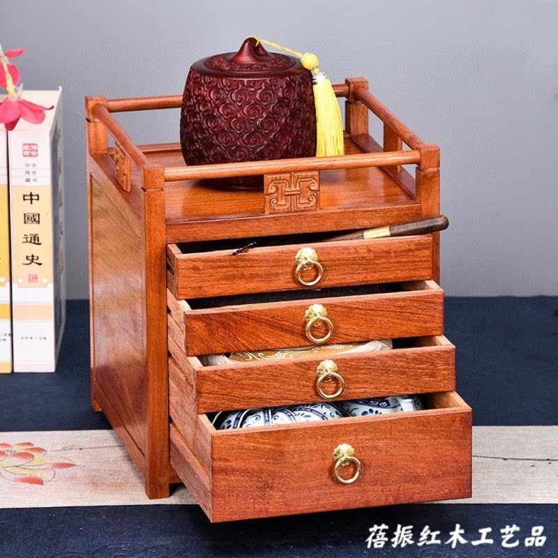 金匠大作缅甸花梨四层收纳茶盒榫卯结构红木工艺品木质茶饼收纳盒,收纳整理,茶具收纳盒,淘宝优惠券,粉丝福利购,淘宝优惠卷