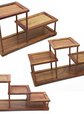 金匠大作花梨木博古架小号茶道具架子茶杯底座功夫茶具配件花架实