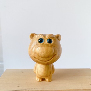 金匠大作黄金檀木雕卡通草莓熊实木雕刻手把件桌面摆件送礼品