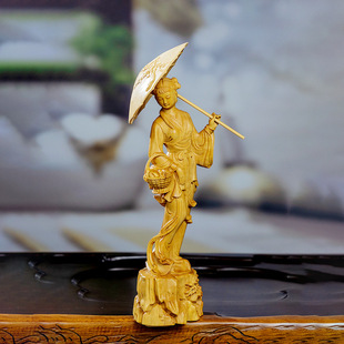 金匠大作美女人物木质雕刻仕女踏青新中式家居装饰收藏工艺品摆件