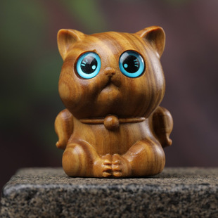 金匠大作雕呆萌叉腰猫咪桌面摆件望月站立猫随身文玩手把件工艺品