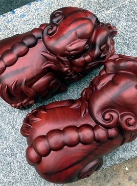 金匠大作赞比亚小叶紫檀貔貅摆件血檀雕刻摆件家居镇宅摆件手雕