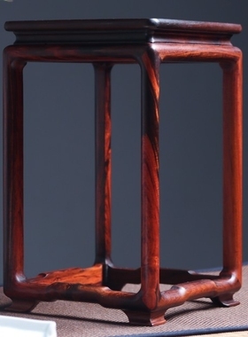 金匠大作实木小花架红酸枝木中式小花架花几盆景架办公室桌面实木