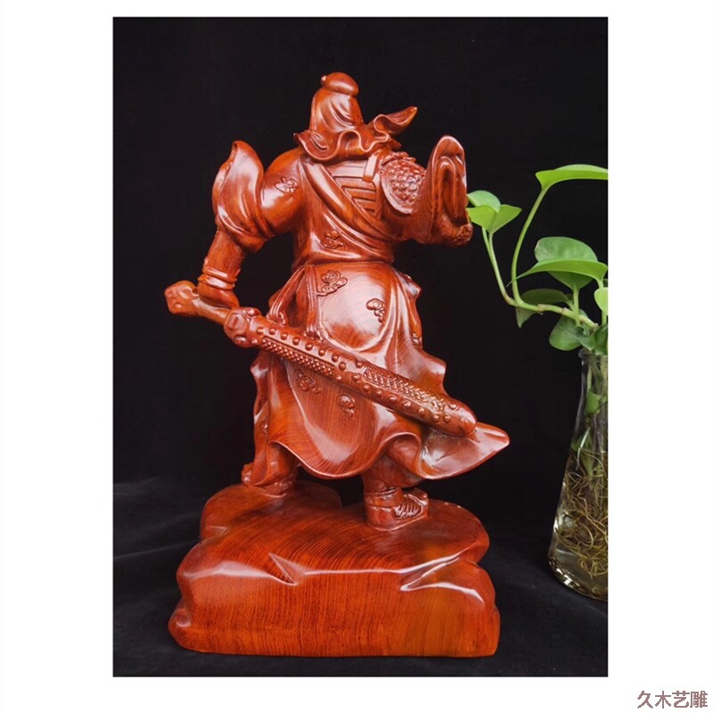 金匠大作花梨木立刀关公像武财神黑檀关二爷工艺品木质摆件手雕