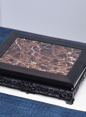 金匠大作黑檀实木方形工艺品摆件底座花瓶茶壶盆景奇石玉器铜香炉