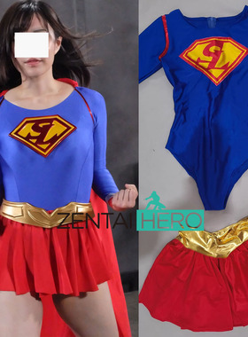 定制特摄giga 女超人英雄supergirl 弹力莱卡拼接紧身衣 表演服装