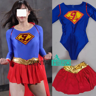 定制特摄giga 女超人英雄supergirl 弹力莱卡拼接紧身衣 表演服装