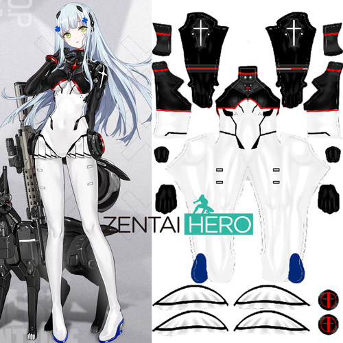 游戏定制款 少女前线 子夜福音HK416弹力印花连体紧身衣cosplay服