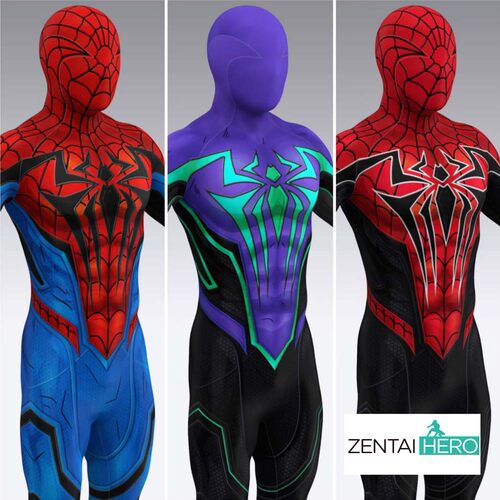 Rivals Spider 蜘蛛弹力莱卡印染英雄紧身衣cosplay服装 头套连体