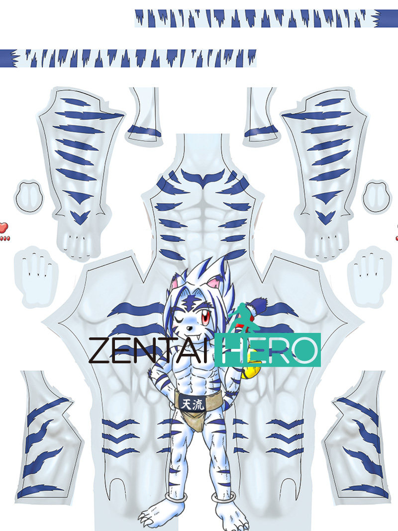 客户定制二次元漫展印染虎源太打底衣弹力莱卡Cosplay服装男