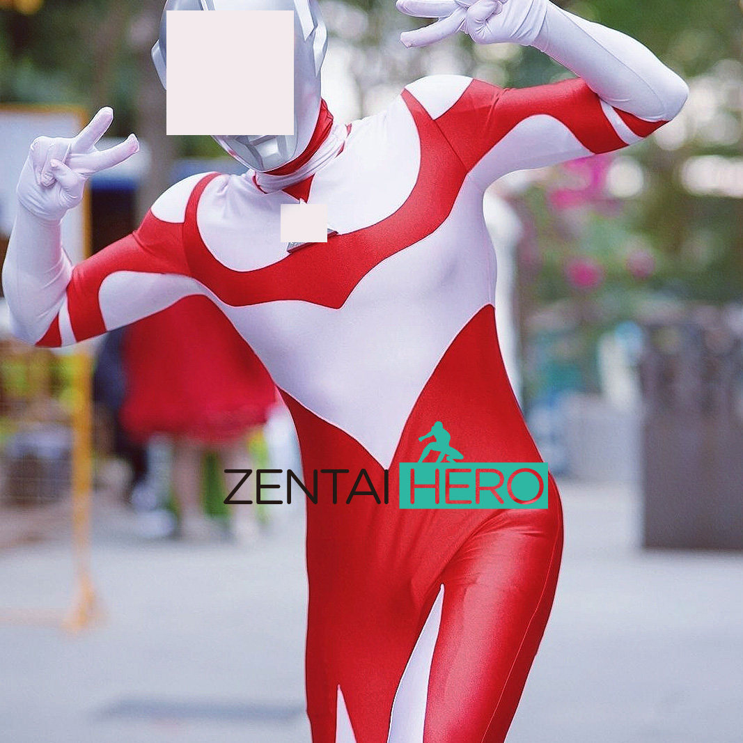 实拍葛雷凹凸曼连体紧身衣红白