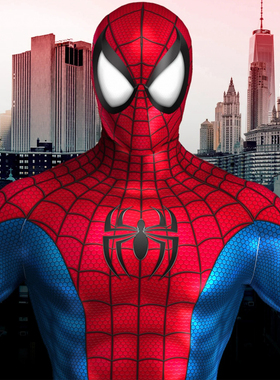 新款蜘蛛Mark Bagley 90s印染连体紧身衣万圣节cosplay扮演服装