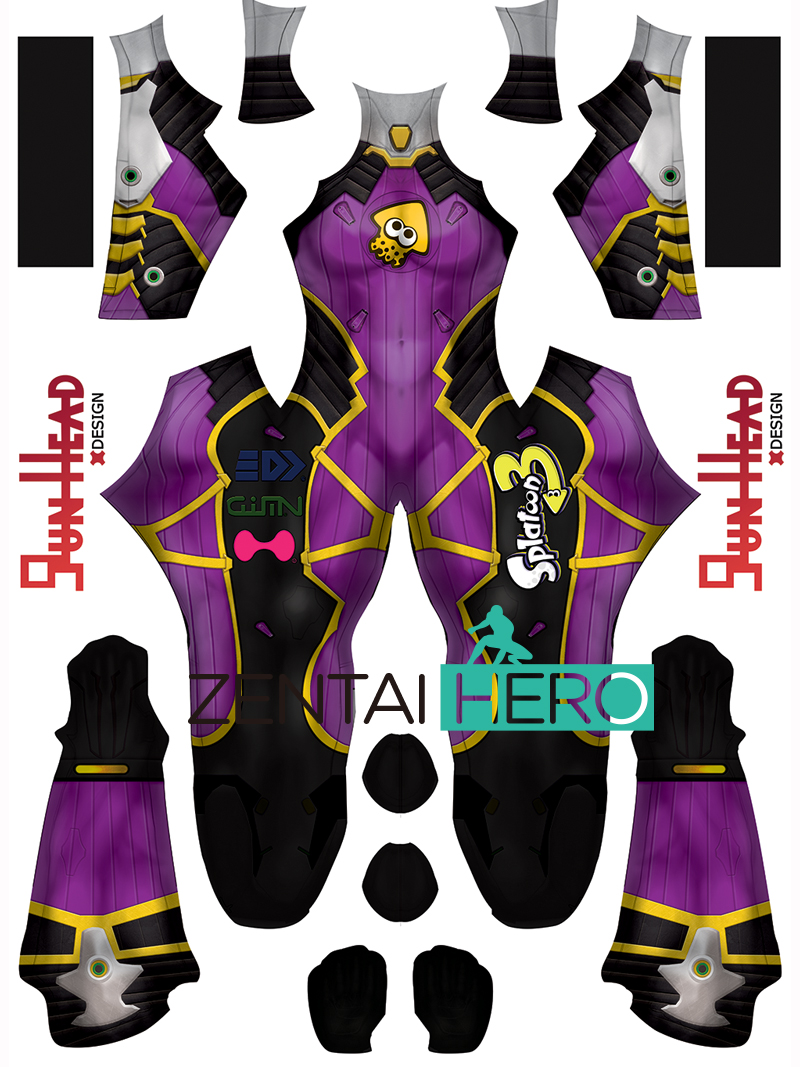 二次元D.VA Splatoon 3 Cosplay游戏服 3D紧身衣守望游戏宋哈娜